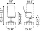 Glider High Back Office Chair Taupe by ZUO Moderrn