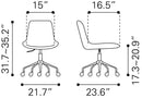 Byron Office Leather Armless Chair by Zuo