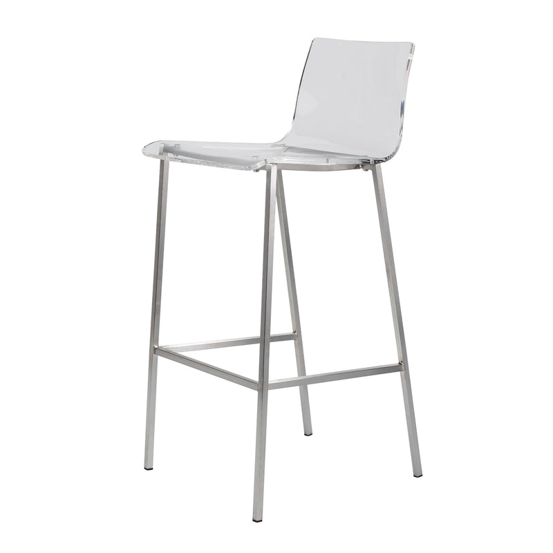 Chloe Counter Stool in Clear Acrylic with Brushed Aluminum Legs - 2 chairs