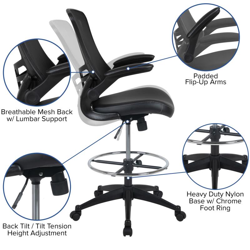 Kelista Mid-Back Ergonomic Drafting Chair - Product Photo 5