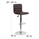 Vincent Modern Vinyl Adjustable Bar Stool with Back, Swivel Stool with Chrome Pedestal Base and Footrest