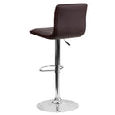 Vincent Modern Vinyl Adjustable Bar Stool with Back, Swivel Stool with Chrome Pedestal Base and Footrest