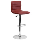 Vincent Modern Vinyl Adjustable Bar Stool with Back, Swivel Stool with Chrome Pedestal Base and Footrest