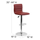 Vincent Modern Vinyl Adjustable Bar Stool with Back, Swivel Stool with Chrome Pedestal Base and Footrest