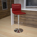 Vincent Modern Vinyl Adjustable Bar Stool with Back, Swivel Stool with Chrome Pedestal Base and Footrest