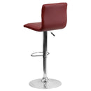 Vincent Modern Vinyl Adjustable Bar Stool with Back, Swivel Stool with Chrome Pedestal Base and Footrest
