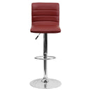 Vincent Modern Vinyl Adjustable Bar Stool with Back, Swivel Stool with Chrome Pedestal Base and Footrest