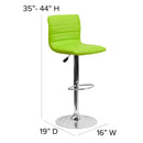 Vincent Modern Vinyl Adjustable Bar Stool with Back, Swivel Stool with Chrome Pedestal Base and Footrest
