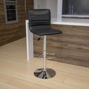 Vincent Modern Vinyl Adjustable Bar Stool with Back, Swivel Stool with Chrome Pedestal Base and Footrest