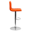 Vincent Modern Vinyl Adjustable Bar Stool with Back, Swivel Stool with Chrome Pedestal Base and Footrest