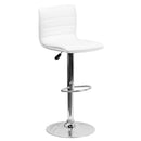 Vincent Modern Vinyl Adjustable Bar Stool with Back, Swivel Stool with Chrome Pedestal Base and Footrest