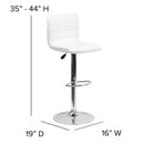 Vincent Modern Vinyl Adjustable Bar Stool with Back, Swivel Stool with Chrome Pedestal Base and Footrest