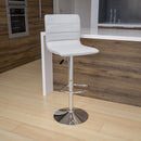 Vincent Modern Vinyl Adjustable Bar Stool with Back, Swivel Stool with Chrome Pedestal Base and Footrest