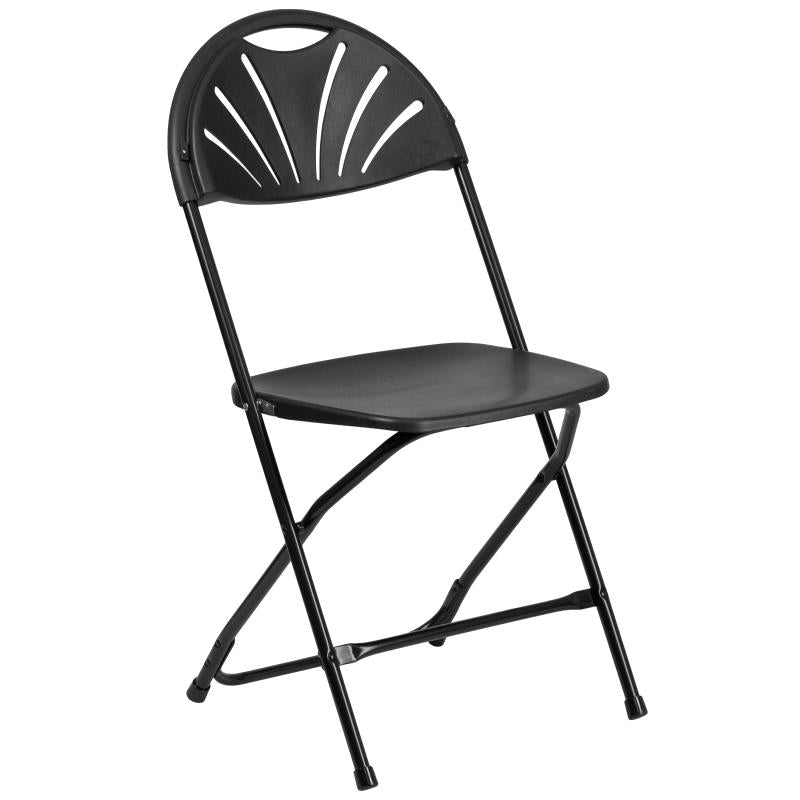 Hercules Series  Black Plastic Fan Folding Chair - Product Photo 1