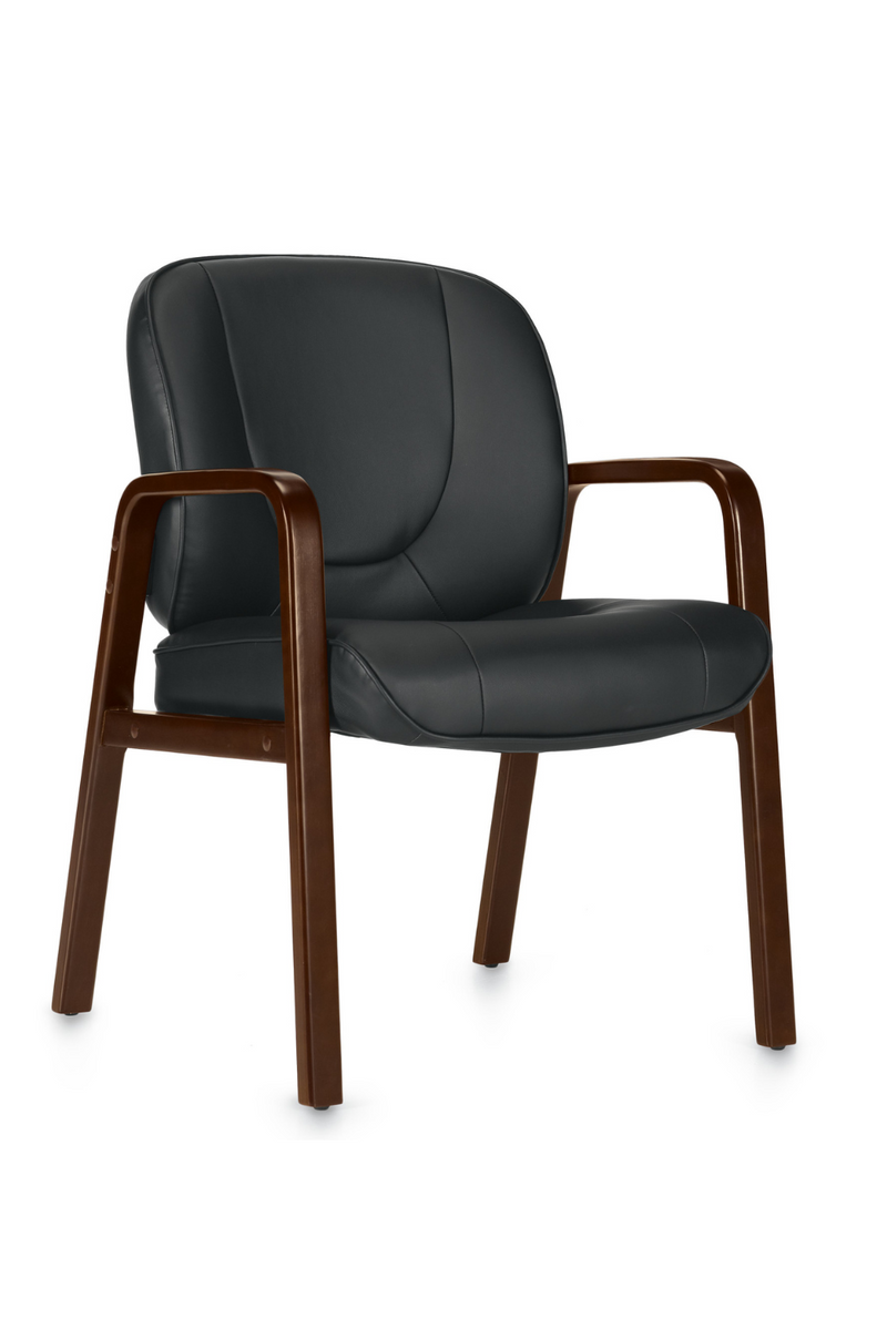 Luxhide Guest Chair with Cordovan Wood Accents - Product Photo 1