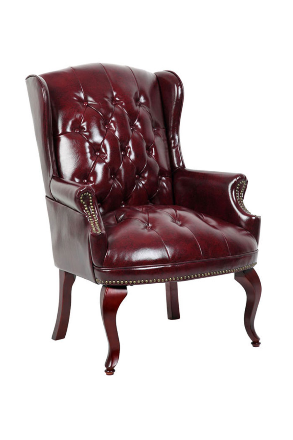 Boss office products classic executive caressoft chair with mahogany finish best sale in burgundy