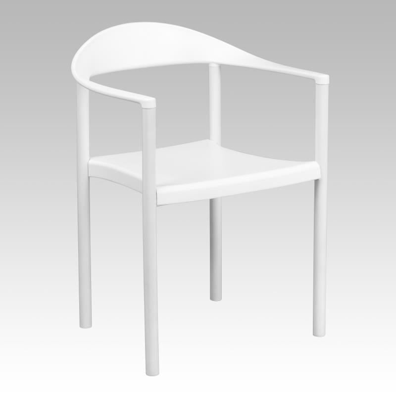 Flash Furniture White Plastic Cafe Stack Chair - Product Photo 1