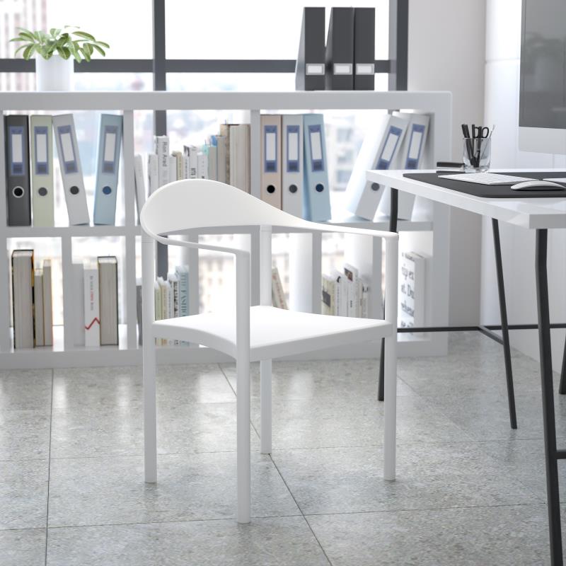 Flash Furniture White Plastic Cafe Stack Chair - Product Photo 3