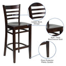 Walnut Wood Restaurant Barstool Flash Furniture - Product Photo 6