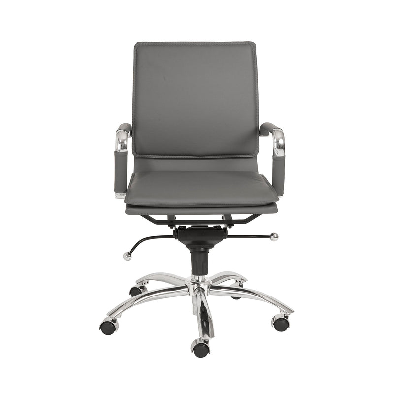 Gunar Pro Low Back Office Leather Chair with Chromed Steel Base by Eurostyle