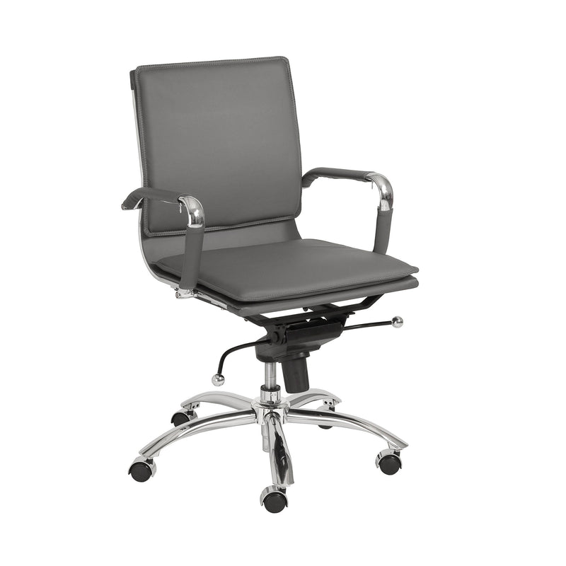 Gunar Pro Low Back Office Leather Chair with Chromed Steel Base by Eurostyle