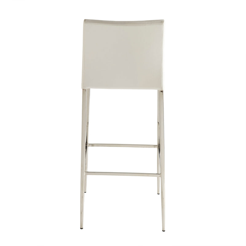 Diana Bar Stool in White with Polished Stainless Steel - Set of 1 by Euro Style