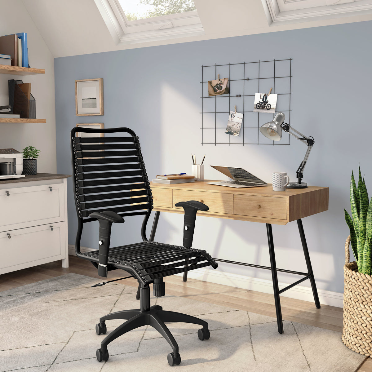 Baba Flat High Back Office Chair in Black with Graphite
