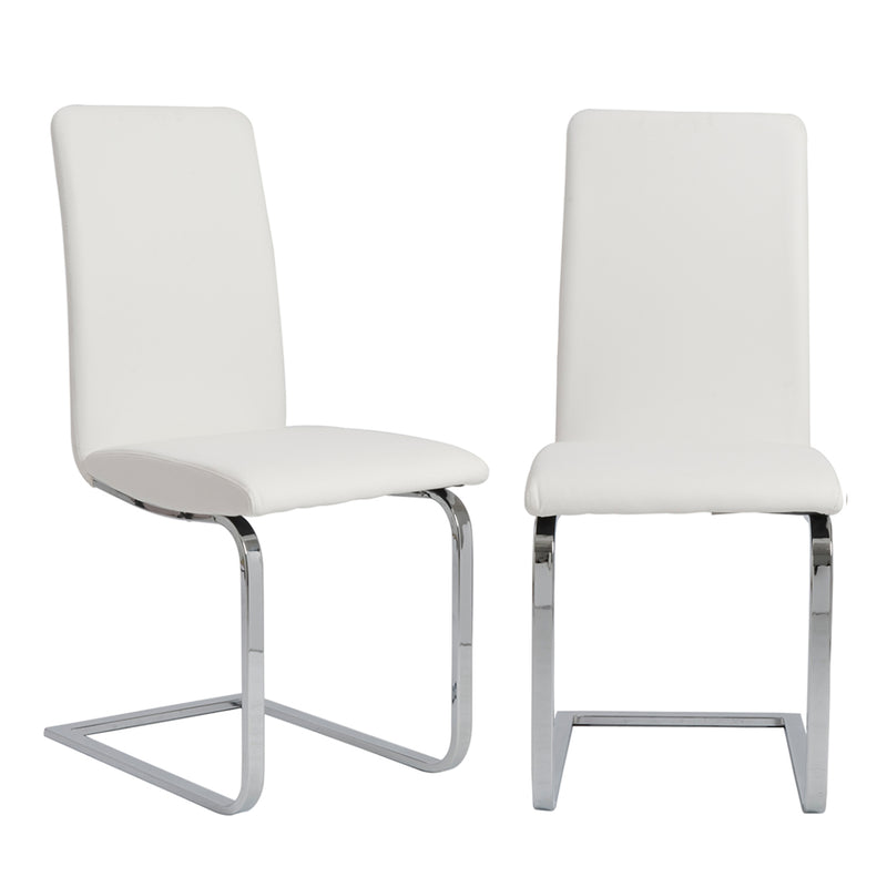 Cinzia Dining Chair in White with Chrome Legs - Set of 2 chairs per order by Euro Style
