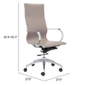 Glider High Back Office Chair Taupe by ZUO Moderrn