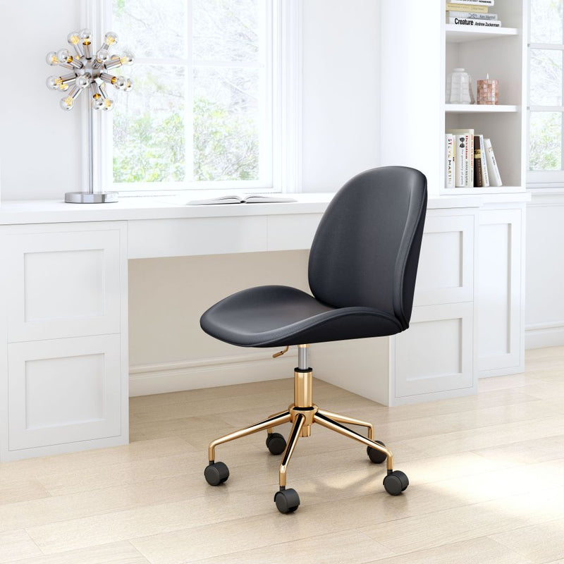 Miles Office Chair Black Vinyl by Zuo