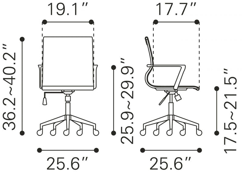 Stacy Office Chair White Leather by Zuo Modern