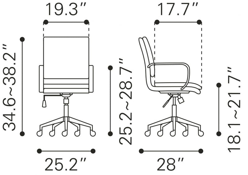 Partner Office Chair White by ZUO Modern