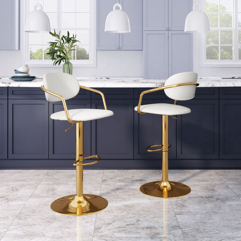 Zuo Modern Gusto Bar Chair White or Black & Gold