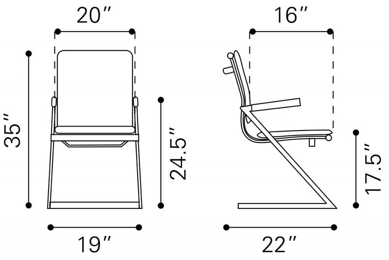 Lider Plus Conference Leather Chair - 2 chairs per order by ZUO