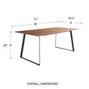 Anderson 71" Rectangular Table in American Walnut with Black Steel Base - 31010WAL-KIT