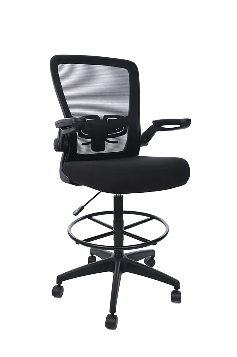 Boss Black Mesh, Flip Arm, Stool, Black Frame (B16366BK-BK)