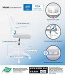 Boss Grey Mesh, Flip Arm, Stool, White Frame (B16366WT-GY)