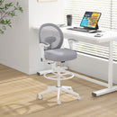 Boss Grey Mesh, Flip Arm, Stool, White Frame (B1676WT-GY)