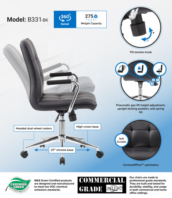 Boss Millennial Modern Home Office Chair - Product Photo 12
