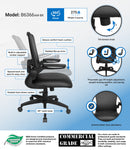 Boss Black Antimicrobial Vinyl Flip Arm, Task Chair, Black Frame (B6366AM-BK)