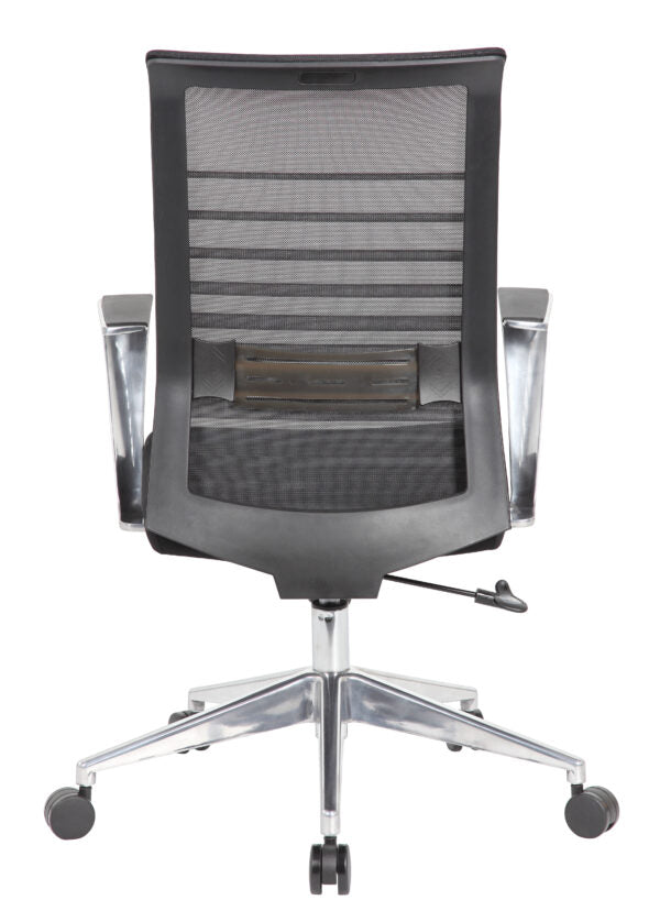 Boss Horizontal Mesh Back Task Chair, Aluminum Arms/Base - B6566AL-BK