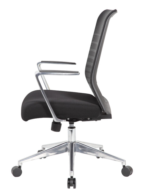 Boss Horizontal Mesh Back Task Chair, Aluminum Arms/Base - B6566AL-BK