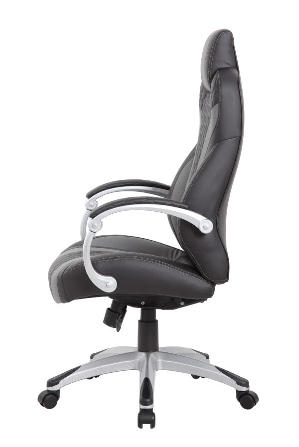 Boss Hinged Arm Executive Chair With Synchro-Tilt, Black/Grey