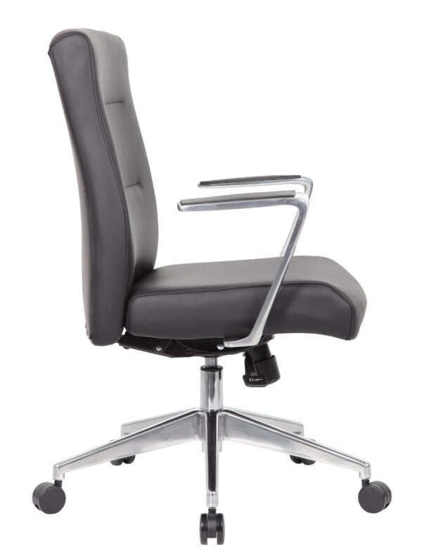 Boss Modern Conference Chair with Aluminum Arm & Base - B8886AL-AMBK