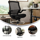 Waylon Mid-Back Transparent Black Mesh Drafting Chair with Black Frame and Flip-Up Arms