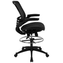 Waylon Mid-Back Transparent Black Mesh Drafting Chair with Black Frame and Flip-Up Arms