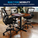 Waylon Mid-Back Transparent Black Mesh Drafting Chair with Black Frame and Flip-Up Arms