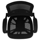 Waylon Mid-Back Transparent Black Mesh Drafting Chair with Black Frame and Flip-Up Arms