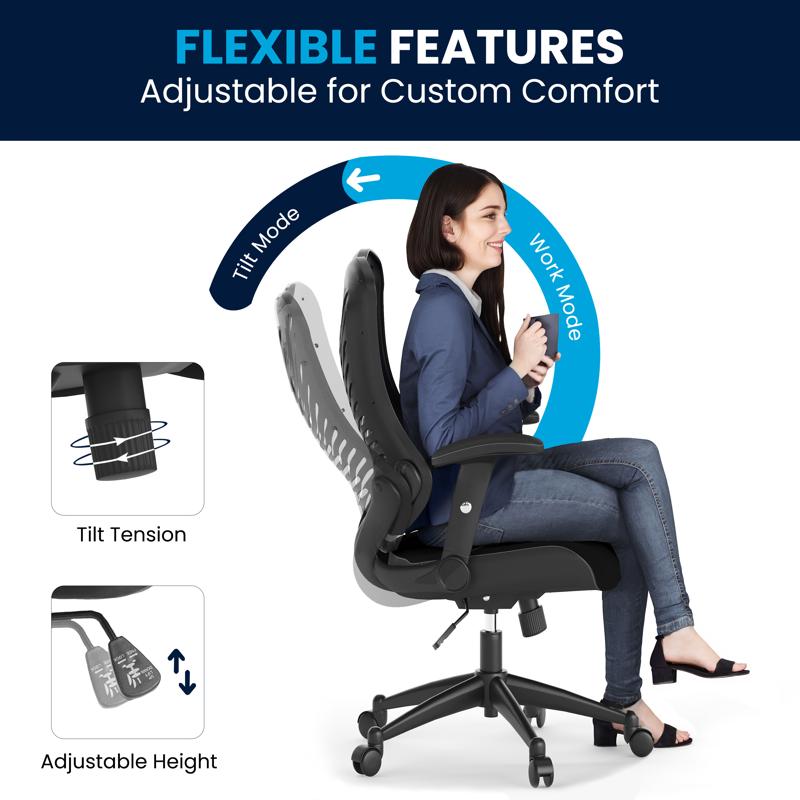 FLASH Kale High Back Designer Gray Mesh Executive Swivel Ergonomic Office Chair with Adjustable Arms