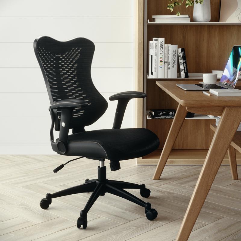 FLASH Kale High Back Designer Gray Mesh Executive Swivel Ergonomic Office Chair with Adjustable Arms